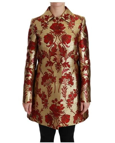 Dolce & Gabbana Cape-Manteljacke aus Rot mit Blumuster - Mehrfarbig