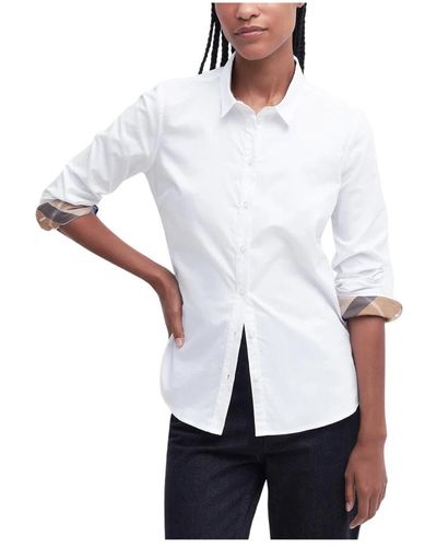Barbour Camisa de algodón oxford femenina - Blanco