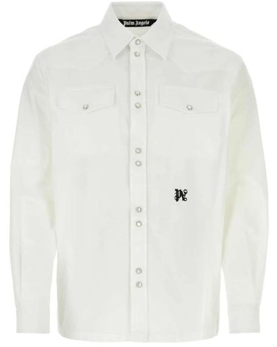 Palm Angels Casual shirts,monogrammhemd mit perlenknöpfen - Weiß