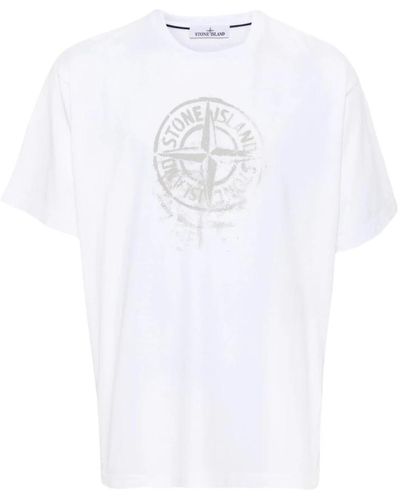 Stone Island Reflektierendes one print kurzarm t-shirt - Weiß