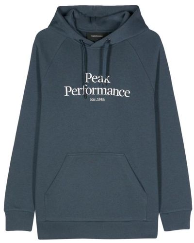 Peak Performance Blauer hoodie mit besticktem logo