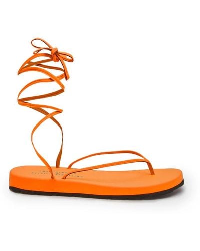 Bettina Vermillon Flat Sandals - Orange