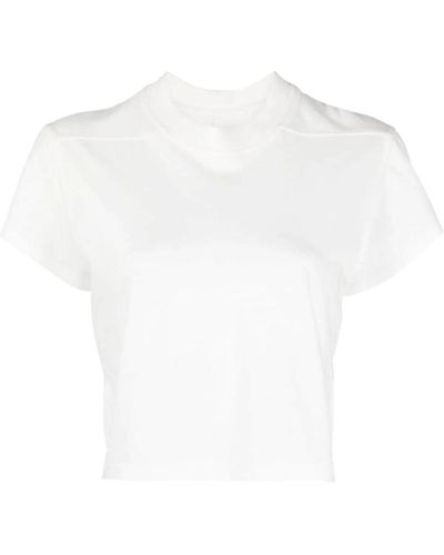 Rick Owens Camiseta crop de algodón blanco con detalles acanalados