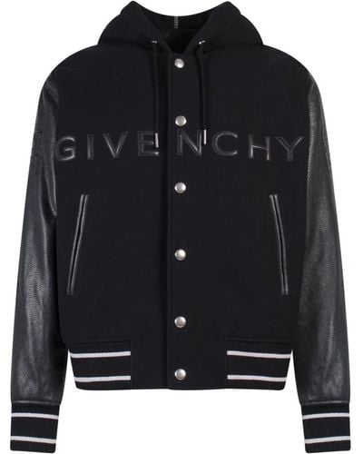 Givenchy Schwarze wollkapuzenjacke