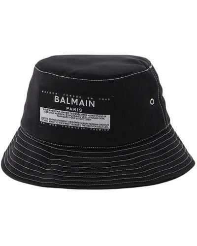 Balmain Elegante cappello bucket in raso nero