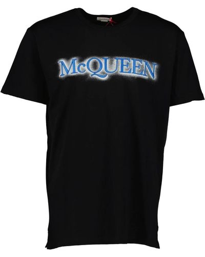 Alexander McQueen Logo besticktes rundhals t-shirt - Schwarz