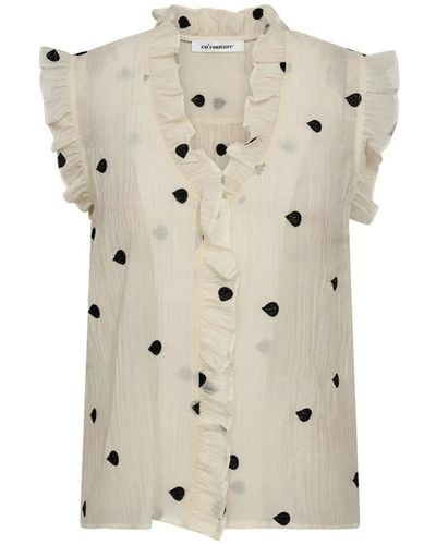 co'couture Dropcc top bluse mit rüschen details - Natur