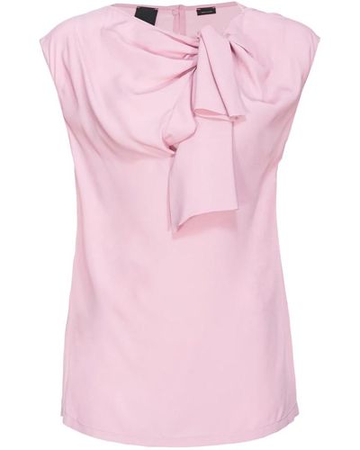 Pinko Ärmelloses top aus seidenmischung mit schleife o - Pink