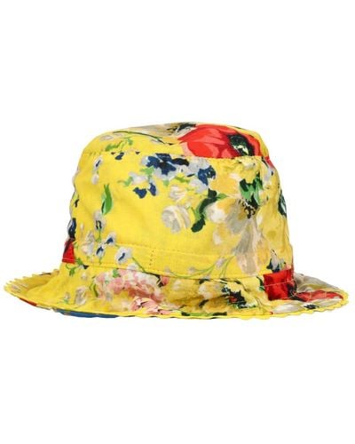 Zimmermann Cappello a secchiello giallo floreale reversibile