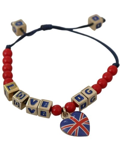 Dolce & Gabbana Rotes blaues perlen dg loves london flaggenarmband