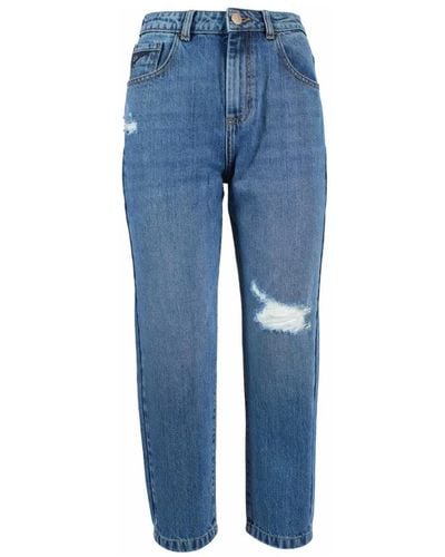 Yes-Zee Jeans azules de talle alto con rasgaduras y desgaste