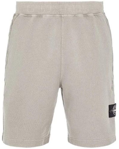 Stone Island Nachhaltige baumwollfleece-bermuda-shorts - Grau