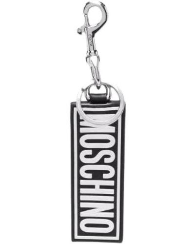 Moschino Logo Print Tag Keyring - White