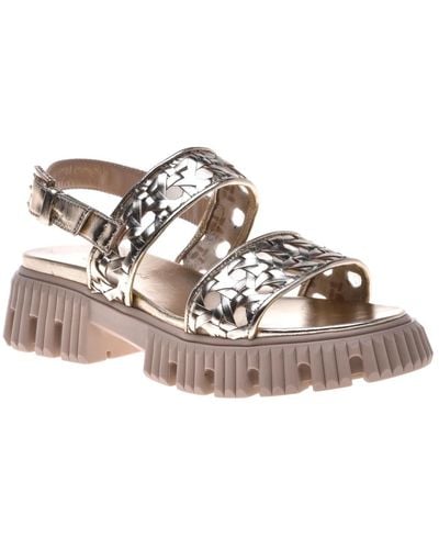 Baldinini Sandal in platinum laminated eco-leather - Metálico