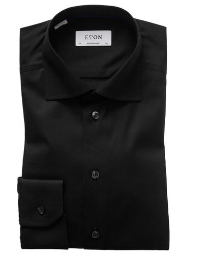 Eton Casual Overhemden - - Heren - Zwart