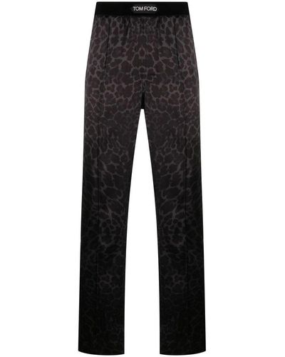 Tom Ford Pantaloni da pigiama a stampa leopardo - Nero