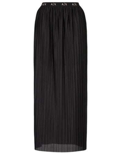 Armani Exchange Falda larga plisada - Negro