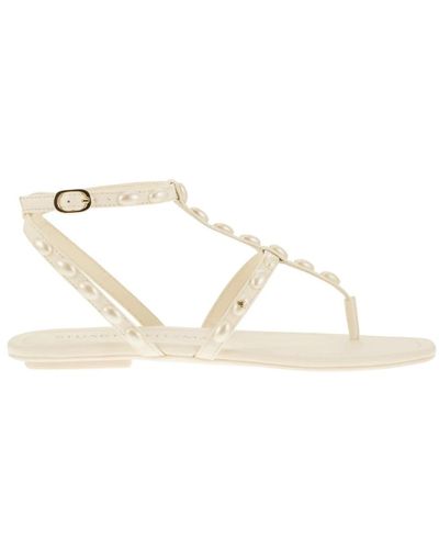 Stuart Weitzman Pearlita perlen thong sandale - Mettallic