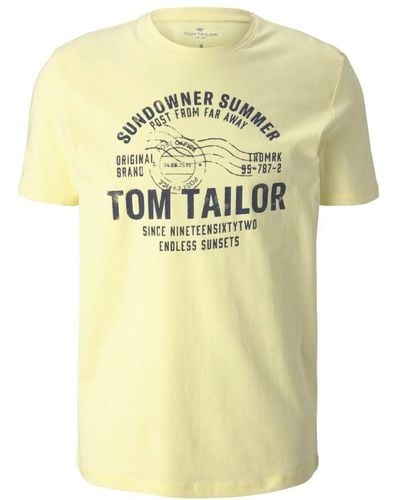 Tom Tailor Klassisches rundhals t-shirt - Gelb