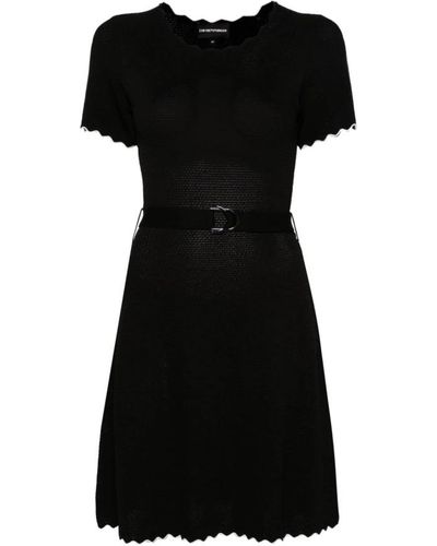 Emporio Armani Vestido negro a-línea 3d-tejido