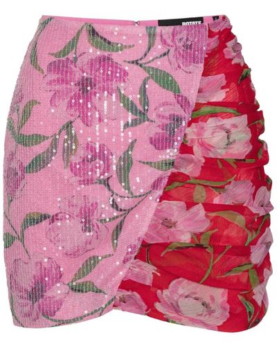 ROTATE BIRGER CHRISTENSEN Falda mini floral con lentejuelas - Rosa