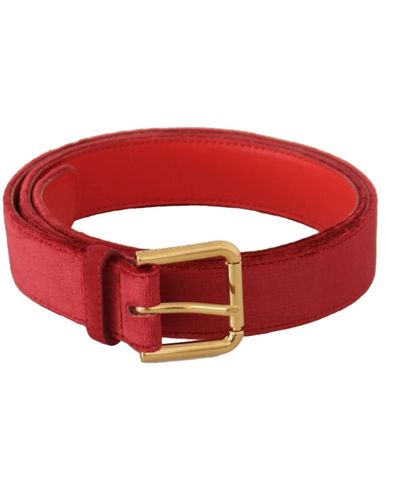 Dolce & Gabbana Cintura in velluto rosso con logo oro
