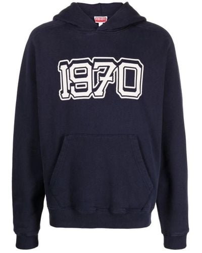KENZO Frontal bedruckter hoodie sweatshirt mit maxi-tasche - Blau