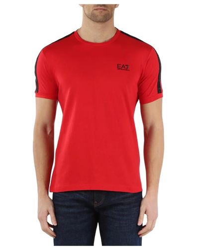 EA7 Baumwoll t-shirt mit logo-print - Rot