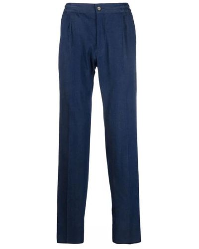 Kiton Trousers > slim-fit trousers - Bleu