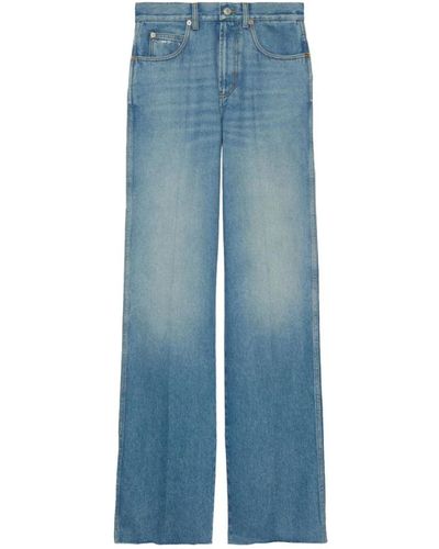 Gucci Stonewashed horsebit wide leg jeans - Blau