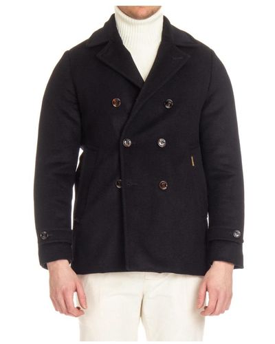 Moorer Double-Breasted Coats - Black