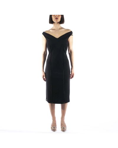 Manila Grace Ila grace schwarzes kleid mit v-ausschnitt ila grace