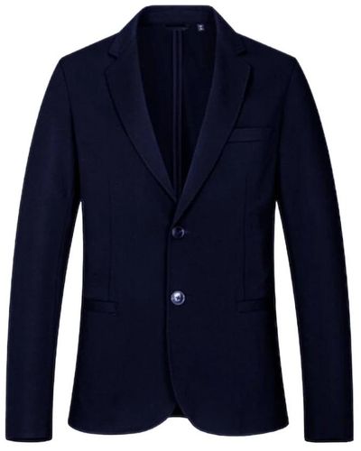 Armani Exchange Buttoned Plain Blazer - Blue