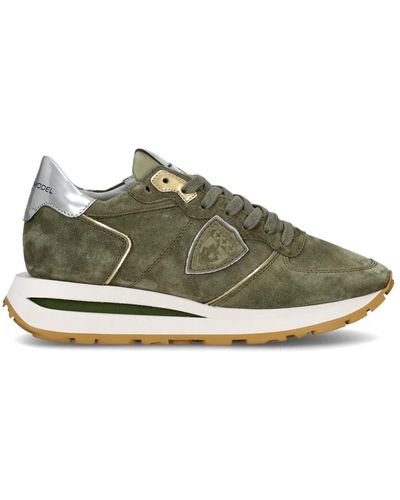 Philippe Model Salbeigrüne wildleder-sneakers
