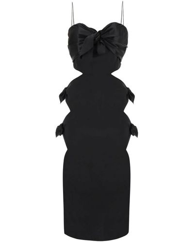 Alessandra Rich Vestido de satén de seda con recortes - Negro