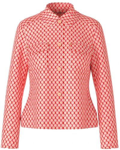 Marc Cain Denim Style Jacke mit auffälligem Muster und vielseitigen Ärmeln - Rot