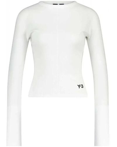 Y-3 Magliette a maniche lunghe con logo stiloso - Bianco
