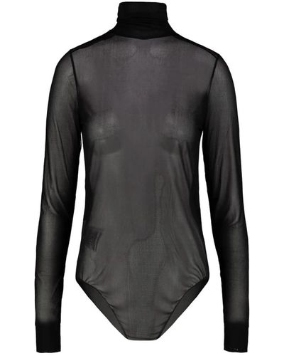 Maison Margiela Halbtransparentes turtleneck-bodysuit - Schwarz