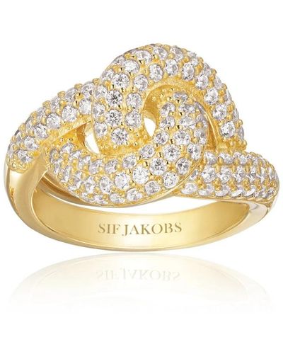 Sif Jakobs Jewellery Anello elegante placcato oro con zirconi - Metallizzato