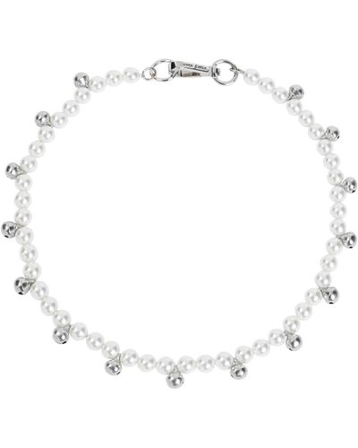 Simone Rocha Bell charm and pearl necklace - Metallizzato
