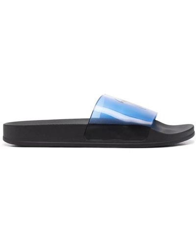 Giuseppe Zanotti Schwarze elegante offene flache sandalen - Blau