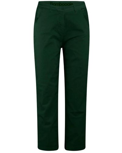 Bomboogie Pantaloni chino in raso di cotone stretch pesante - Verde