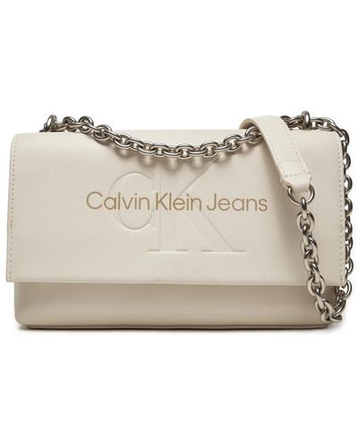Calvin Klein Eco-leder flap-tasche mit kette - Natur