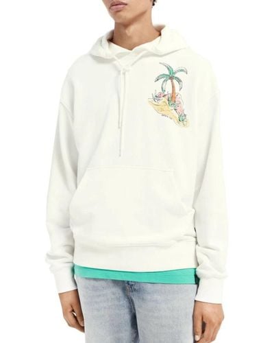 Scotch & Soda Relaxed Fit Organic Cotton Hoodie - White