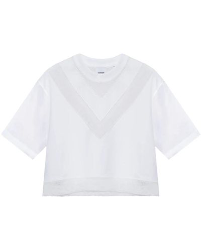 Burberry Crop t-shirt mit spitzen-einsätzen - Weiß