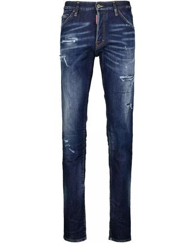 DSquared² Slim-fit jeans strappati - Blu