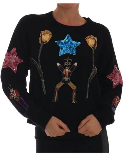 Dolce & Gabbana Fairy tale crystal cashmere sweater - Negro
