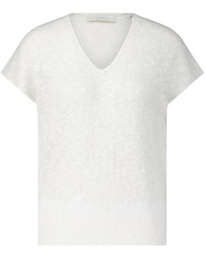 Rich & Royal Maglione a maglia di lino a maniche corte - Bianco