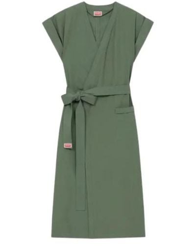 KENZO Kimono-inspiriertes Midi-Kleid - Grün