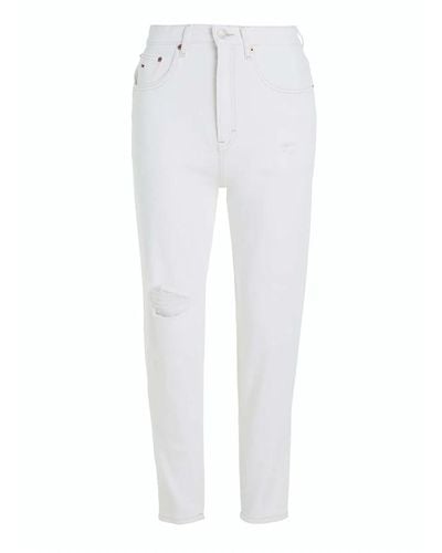 Tommy Hilfiger Mom jeans vita vita stile vintage - Bianco